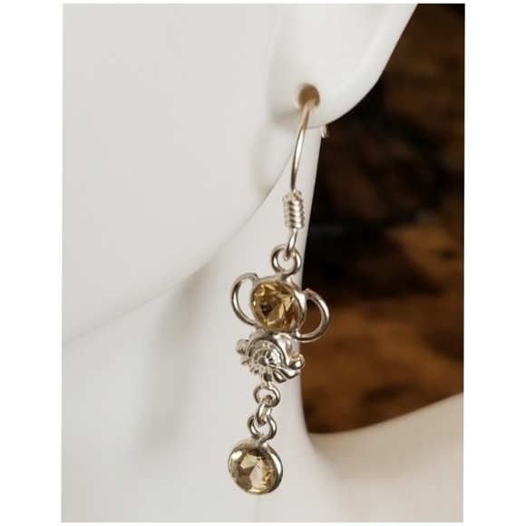 Genuine Citrine Dangle Earrings 1.5" long - Picture 1 of 4